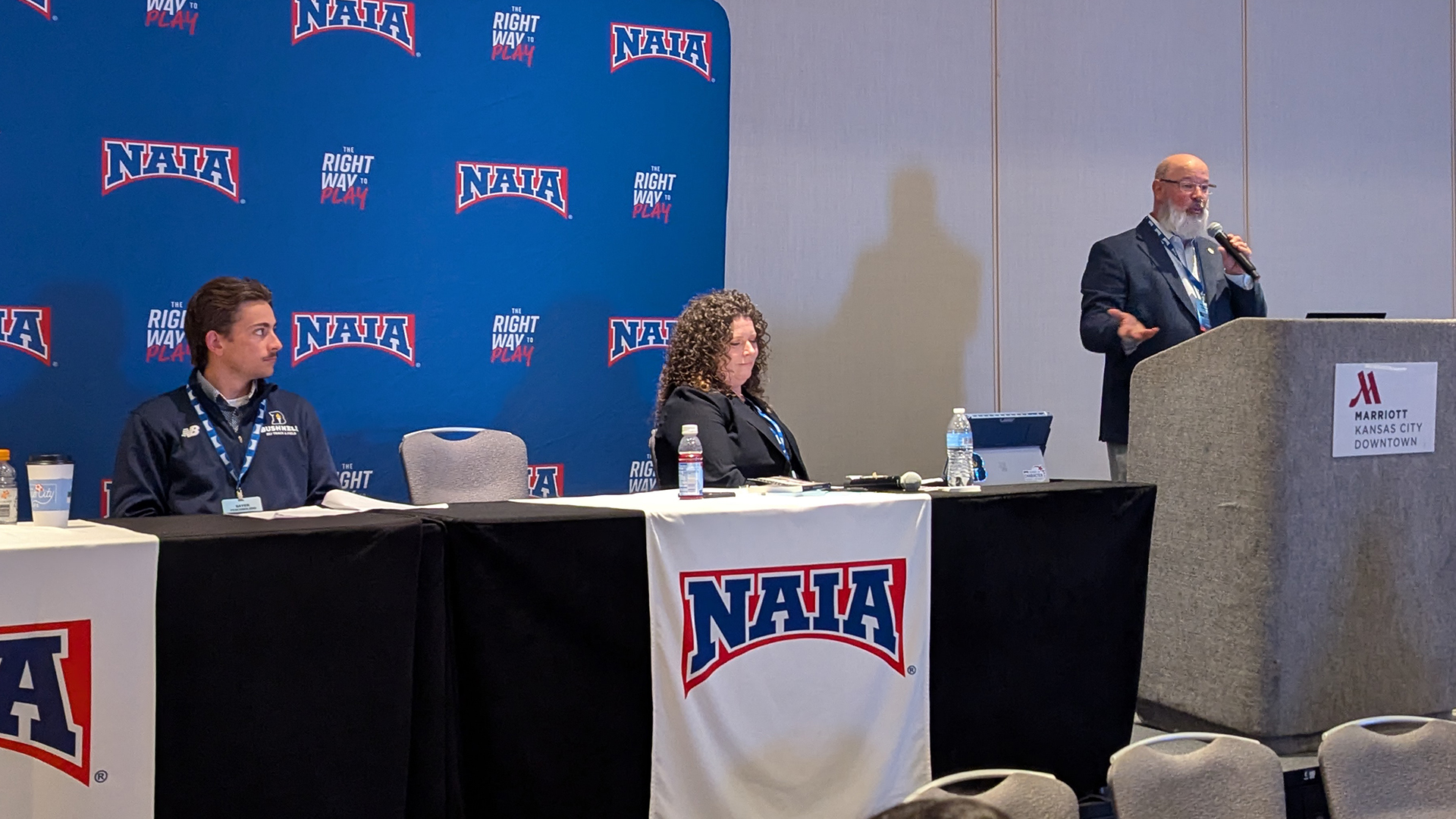 Bushnell University representatives present at an NAIA conference session on character and leadership development.